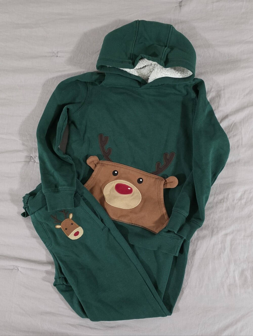Gymboree Boy Reindeer Hoodie Sweatshirt and Sweatpants 2 piece Set Size 7